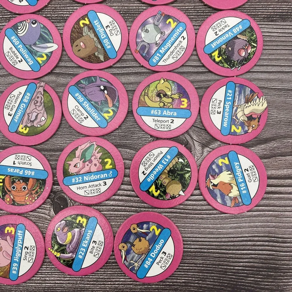 Pokémon Master Trainer Board Game 34 Pink Pokémon Chip Lot OEM Replacement Parts
